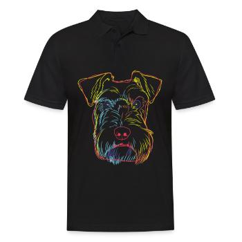 Bunte Schnauzer Hund - Männer Poloshirt - Schwarz - Vorne - Kai (181cm)
