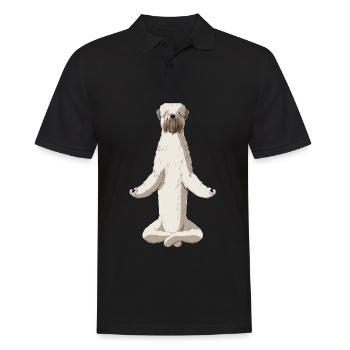 Yoga Irish Soft Coated Wheaten Terrier chien - Polo Homme - noir - Devant - Kai (181cm)