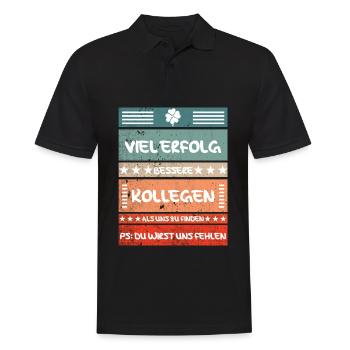 Abschiedsgeschenk für Arbeitskollegen - Männer Poloshirt - Schwarz - Vorne - Kai (181cm)