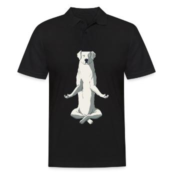 Meditierender Polski Owczarek Podhalanski Hund - Männer Poloshirt - Schwarz - Vorne - Kai (181cm)