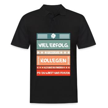 Abschiedsgeschenk Arbeitskollege Viel Erfolg - Männer Poloshirt - Schwarz - Vorne - Kai (181cm)