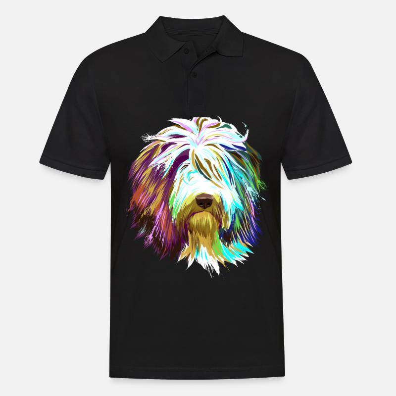 Splash Bearded Collie Hund - Männer Poloshirt - Schwarz