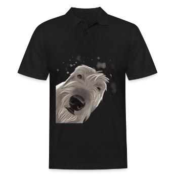 Curious Irish Wolfhound Dog - Men's Polo Shirt - black - Front - Kai (181cm)