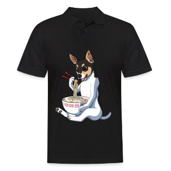 Japanischer Anime Rat Terrier Hund Ramen - Männer Poloshirt - Schwarz - Vorne - Kai (181cm)