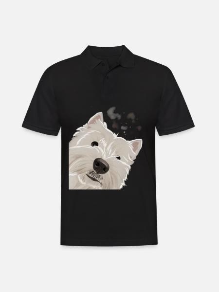 Nysgerrig West Highland Hvid Terrier Hund - Herre poloshirt - sort