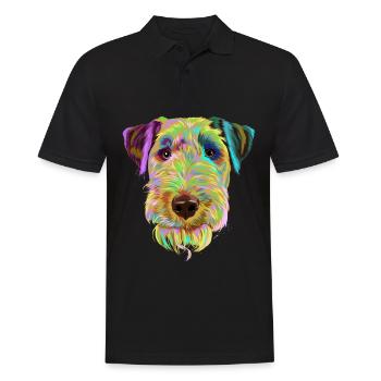 Splash Welsh Terrier Dog - Men's Polo Shirt - black - Front - Kai (181cm)