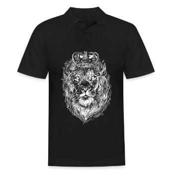 Lion avec couronne dessinée à la main - Polo Homme - noir - Devant - Kai (181cm)
