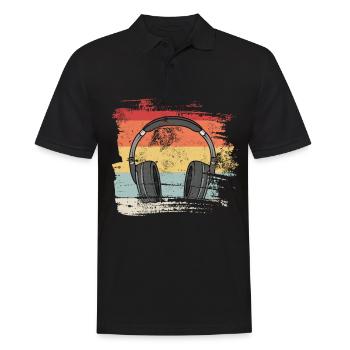 Retro 80er 90er Kopfhörer - Männer Poloshirt - Schwarz - Vorne - Kai (181cm)