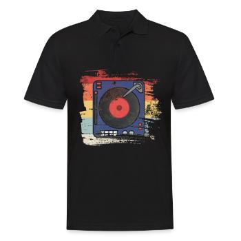 Retro 80s and 90s Record player - Men's Polo Shirt - black - Front - Kai (181cm)