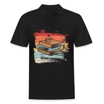 Retro Book - Men's Polo Shirt - black - Front - Kai (181cm)