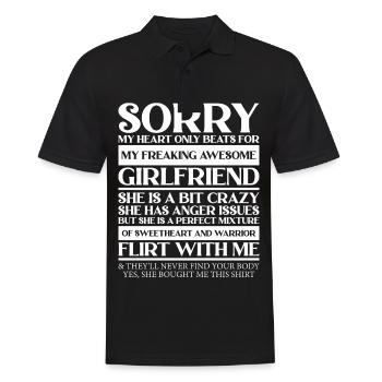 My heart beats just for my crazy girlfriend - Men's Polo Shirt - black - Front - Kai (181cm)