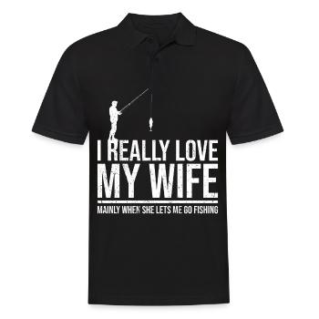 I love it when my wife makes me fish - Men's Polo Shirt - black - Front - Kai (181cm)
