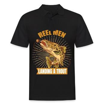 Forelle Angler Spruch zum Angeln Fliegenfischen - Männer Poloshirt - Schwarz - Vorne - Kai (181cm)