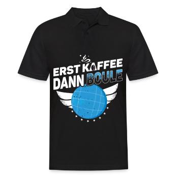 Boule Petanque - Erst Kaffee dann Boule - Männer Poloshirt - Schwarz - Vorne - Kai (181cm)