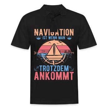 Segeln Segler Segelboot Kapitän Navigation - Männer Poloshirt - Schwarz - Vorne - Kai (181cm)
