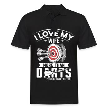 Dart Darts - I love my wife more than Darts - Männer Poloshirt - Schwarz - Vorne - Kai (181cm)