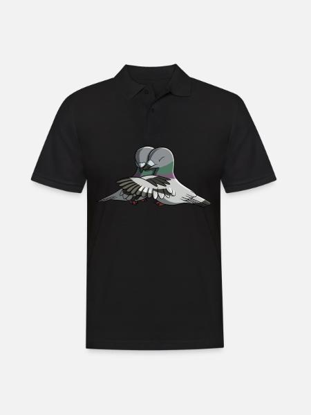 Hugging Birds Pigeon - Men's Polo Shirt - black