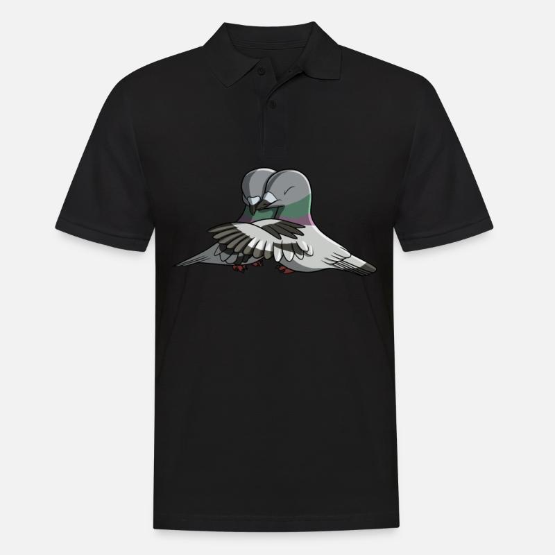 Sich umarmende Tauben - Männer Poloshirt - Schwarz