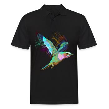 Flying Splash Bird Lilac Breasted Roller - Men's Polo Shirt - black - Front - Kai (181cm)