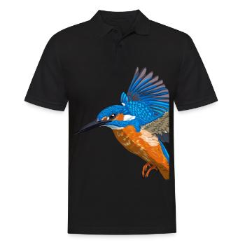 Flying Kingfisher Bird - Men's Polo Shirt - black - Front - Kai (181cm)