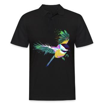 Flying Splash Bird Chickadee - Men's Polo Shirt - black - Front - Kai (181cm)