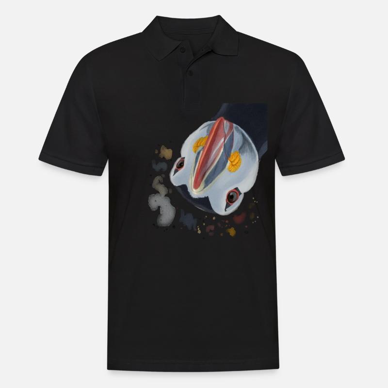 Neugieriger Vogel Papageientaucher - Männer Poloshirt - Schwarz