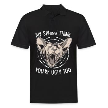 Mon Sphinx pense que toi aussi tu es moche Sphynx - Polo Homme - noir - Devant - Kai (181cm)