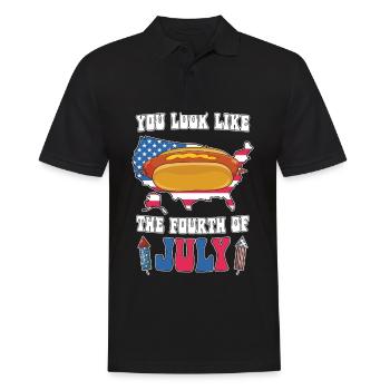 July 4 American Hot Dog for Hot Dog Lovers - Men's Polo Shirt - black - Front - Kai (181cm)