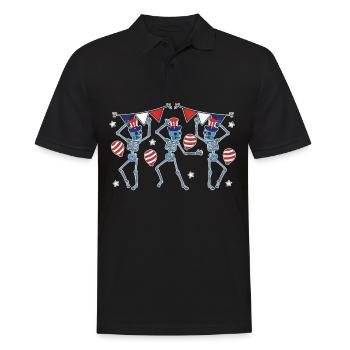4 juillet American Flag Funny Dance Skeleton - Polo Homme - noir - Devant - Kai (181cm)