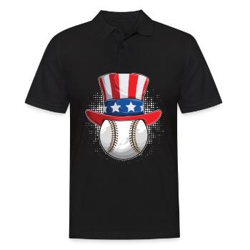 Amerikanischer 4. Juli Patriotischer Baseball - Männer Poloshirt - Schwarz - Vorne - Kai (181cm)
