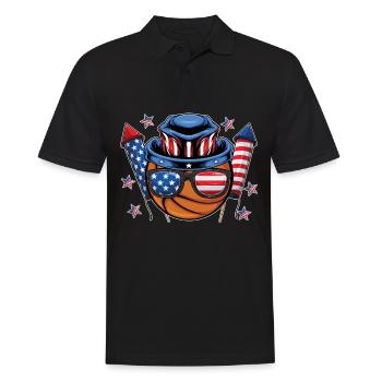 Feux d’artifice de basket-ball américain le 4 juillet - Polo Homme - noir - Devant - Kai (181cm)