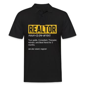 Définition amusante du courtier pour les agents immobiliers - Polo Homme - noir - Devant - Kai (181cm)