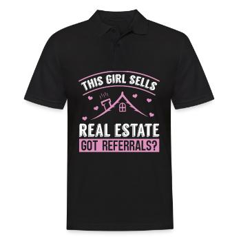 Cette fille vend des biens immobiliers pour - Polo Homme - noir - Devant - Kai (181cm)