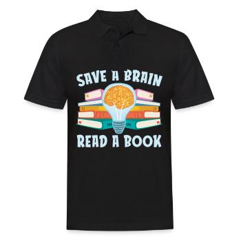 Save a Brain Read a Book for Book Lovers - Men's Polo Shirt - black - Front - Kai (181cm)