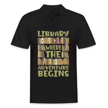 Bibliothèque où l’aventure pour les amateurs de livres - Polo Homme - noir - Devant - Kai (181cm)