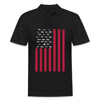 Patriotisches Flugzeug American Pilot Airplane - Männer Poloshirt - Schwarz - Vorne - Kai (181cm)