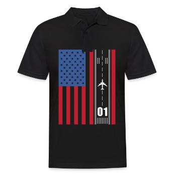 Patriotisches Flugzeug American Pilot Airplane - Männer Poloshirt - Schwarz - Vorne - Kai (181cm)