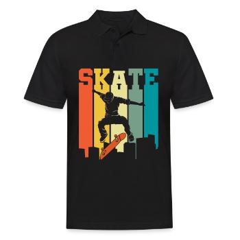 Skate Retro Für Skateboarder - Männer Poloshirt - Schwarz - Vorne - Kai (181cm)