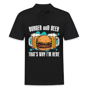 Hamburgers et bière, c’est pourquoi je suis à cause des hamburgers - Polo Homme - noir - Devant - Kai (181cm)