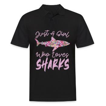 Juste une fille qui aime les requins pour les amoureux des requins - Polo Homme - noir - Devant - Kai (181cm)