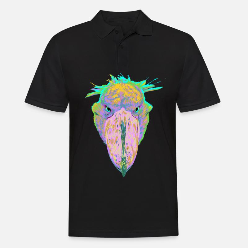 Bunter Splash Vogel Schuhschnabel - Männer Poloshirt - Schwarz
