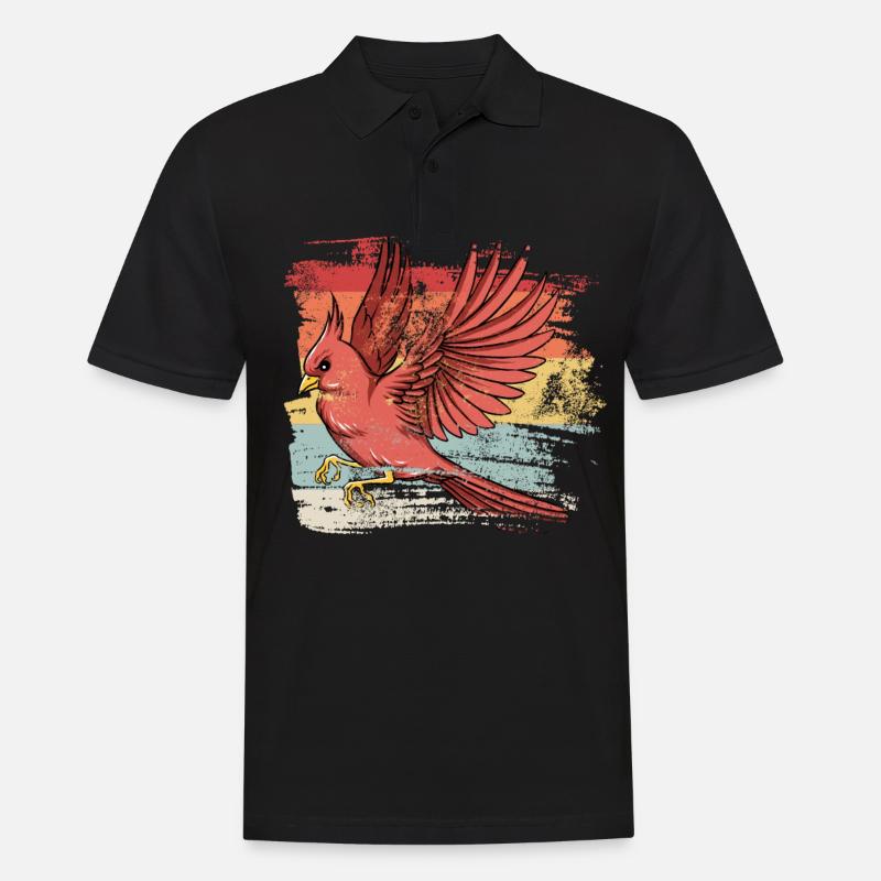 Retero Vogel Rotkardinal - Männer Poloshirt - Schwarz