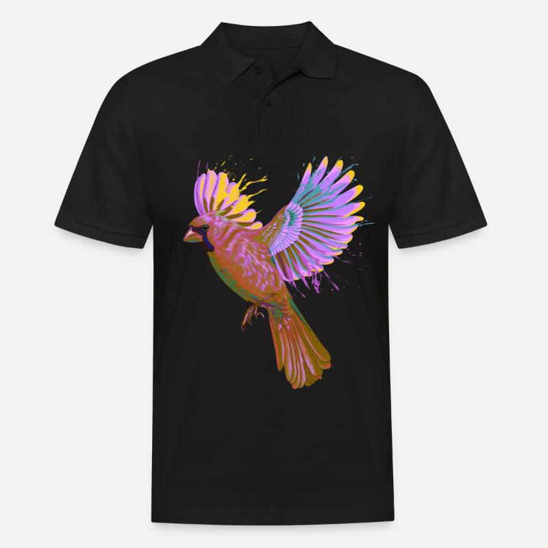 Flying Splash Bird Cardinal Rouge Coloré - Polo Homme - noir