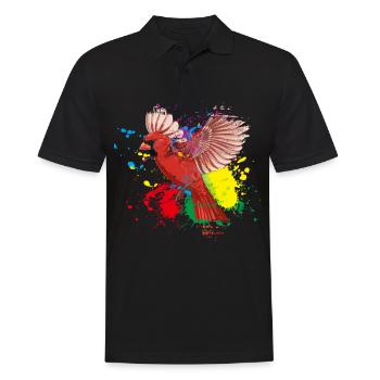 Fying Splash Northern Cardinal Bird - Men's Polo Shirt - black - Front - Kai (181cm)