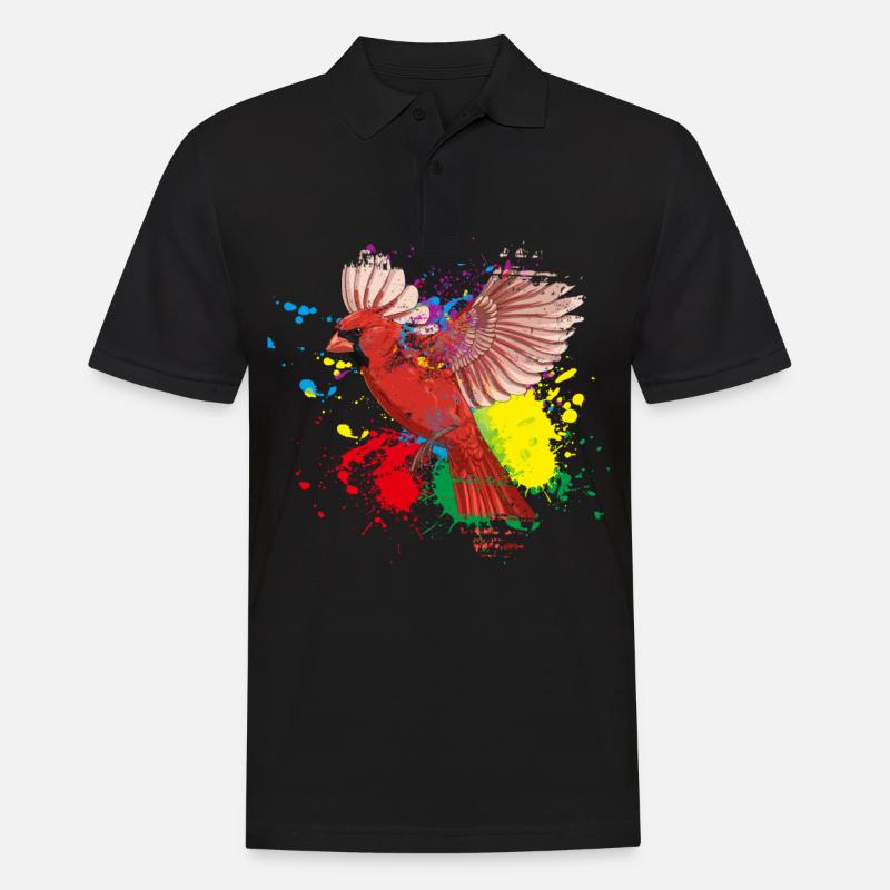 Flying Splash Bird Cardinal Rouge Coloré - Polo Homme - noir