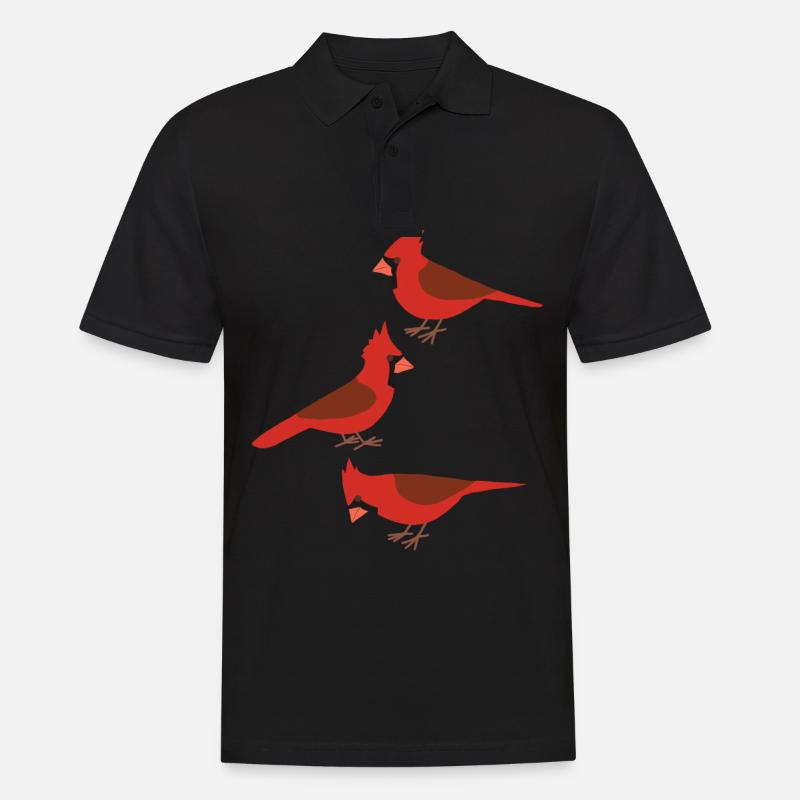 Witzige Vögel Rotkardinal - Männer Poloshirt - Schwarz