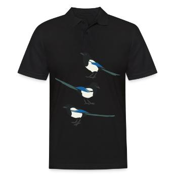 Lustige Vögel Elster - Männer Poloshirt - Schwarz - Vorne - Kai (181cm)