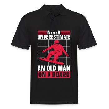 Unterschätze Niemals Einen Alten Mann Für - Männer Poloshirt - Schwarz - Vorne - Kai (181cm)
