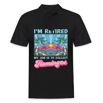 I am retired. My Job Is It, Flamingos - Men's Polo Shirt - black - Front - Kai (181cm)