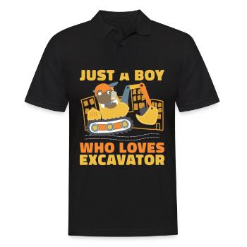 Anniversaire de la pelle Juste un garçon qui aime les excavatrices - Polo Homme - noir - Devant - Kai (181cm)